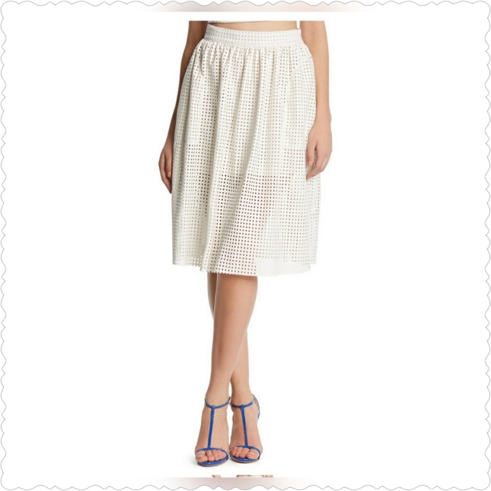 Kiind Of Perforated Faux Leather Midi Skirt